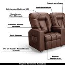 Ver imagem 4 de Poltrona Reclinável para Sala de Cinema 2 Lugares Sora PU Marrom FH1 - D'Rossi