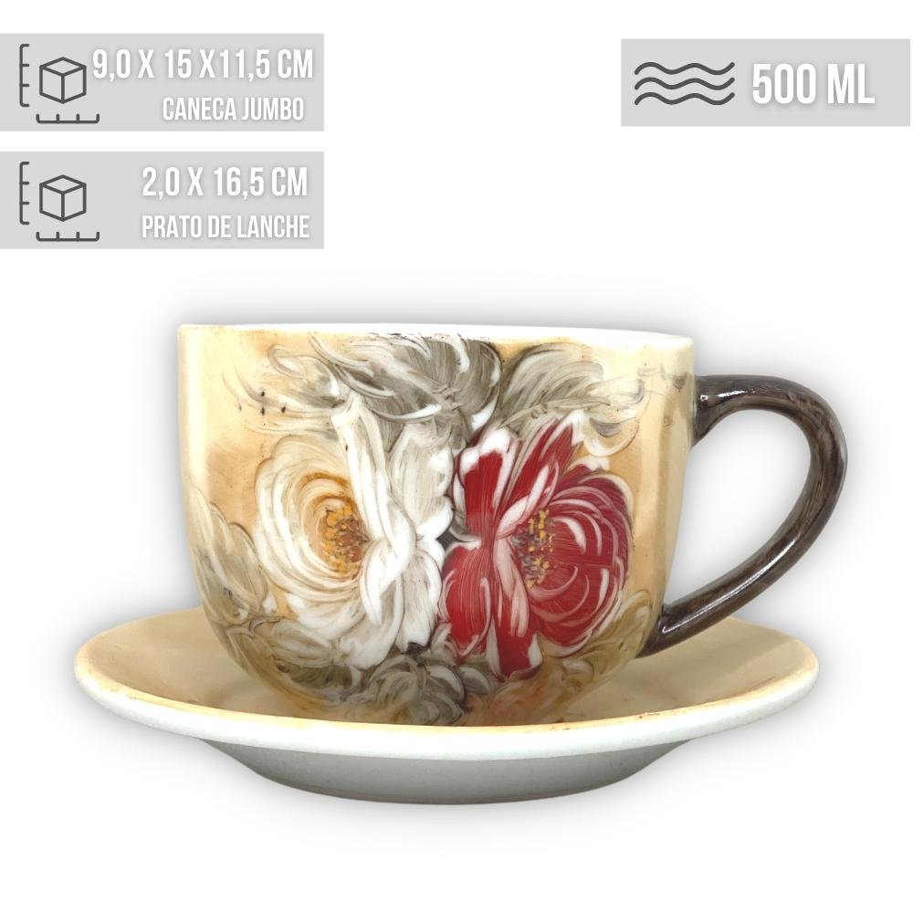 Jogo 6 Xicaras De Porcelana Para Café Chá 170ml Caixa Em Mdf Decorada  Várias Cores cor:Rosa