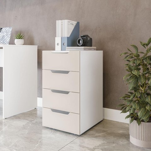 Gaveteiro Madri com 4 Gavetas 40x71cm Creme/Branco 250696