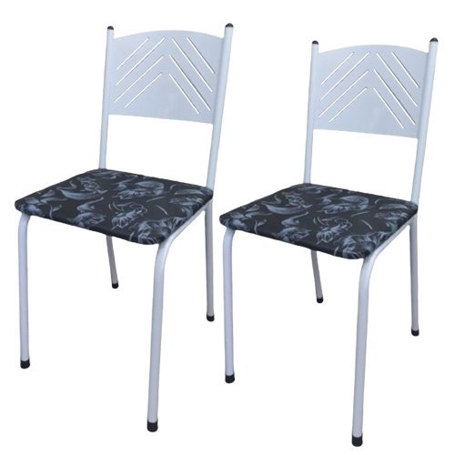 Kit 2 Cadeira Cozinha Jantar Metal Tubular Almofadada Medcombo Branco Estrutura Branca com Assento F