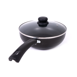 Panela Frigideira Tampa de Vidro WOK 24cm Antiaderente Alumínio - Preto - 3