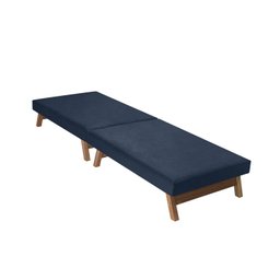 Cama Portátil Dobrável Azul C/pés Madeira Espuma D26 Multifuncional - 2
