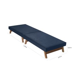 Cama Portátil Dobrável Azul C/pés Madeira Espuma D26 Multifuncional - 4