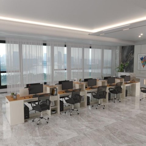 Estação de Trabalho 10 Lugares Noruega Office 10 Mesas 8 Armários 2 Aparadores - Via Nossa - Off