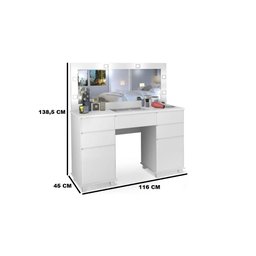 Penteadeira Camarim com LED Banqueta e Tomada Clean Lx Potente Moveis - Branco - 3