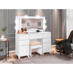 Penteadeira Camarim com LED Banqueta e Tomada Clean Lx Potente Moveis - Branco - 2