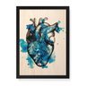 Quadro Decorativo em Madeira Blue Heart - 32,5x23cm (Moldura caixa em laca preta) - Arte Maníacos - 1