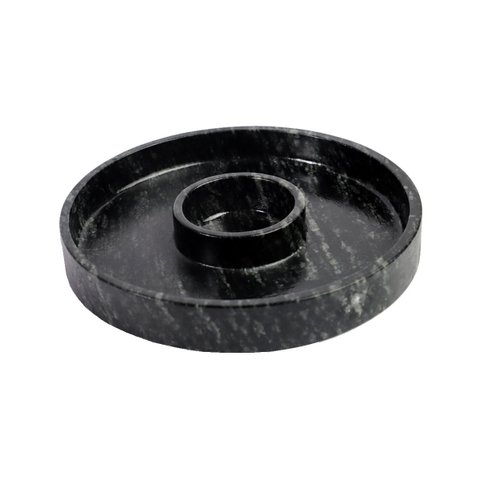 Prato com Molheira Servir Porção Carnes Pedra Sabão G 28cm