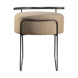 Puff Redondo Ivar em Linho e Base Metal Preto Agarb Decor:linho Bege - 3