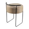 Puff Redondo Ivar em Linho e Base Metal Preto Agarb Decor:linho Bege - 2
