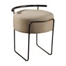 Puff Redondo Ivar em Linho e Base Metal Preto Agarb Decor:linho Bege - 1