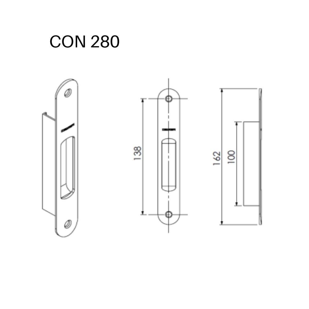 CON 280 Fecho concha cego para janela de correr de alumínio Suprema - Preto - 5