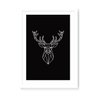 Quadro Decorativo Cervo Geométrico Borda Branca - 46x32,5cm (Moldura em laca branca) - Arte Maníacos - 1