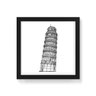 Quadro Decorativo Torre de Pisa Linhas - 50x50cm (Moldura caixa em laca preta) - Arte Maníacos - 1