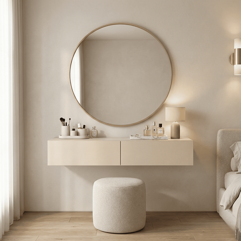 Aparador Eros 90cm Suspenso Penteadeira Flutuante com Gavetas Moderno Estilo Minimalista:off White