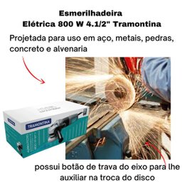 Lixadeira Esmerilhadeira Angular 800w 4.1/2 110v Tramontina - 2