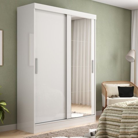 Guarda-Roupa Casal com Espelho 2 Portas de Correr 2 Gavetas Verona Yescasa