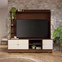 Ver imagem 1 de Estante Home Theater Paraná TV até 70 Polegadas 3 Portas Nogueira Real/Off White Matte Colibri Decor