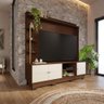 Estante Home Theater Paraná Tv até 70” 3 Portas 4 Prateleiras - Nogueira Real / Off White Matte - 9