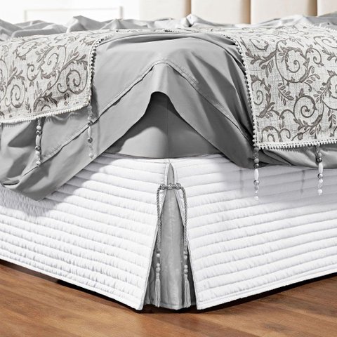 Saia Cama Box Casal Stylle 200 Fios Matelado Branca