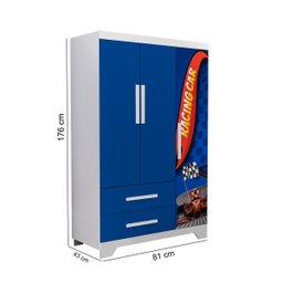 Roupeiro Infantil Design Carro Meninos com 2 Gavetas em Mdf:azul - 3