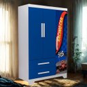 Ver imagem 1 de Roupeiro Infantil Design Carro Meninos com 2 Gavetas em Mdf:azul