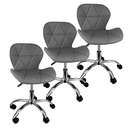 Ver imagem 1 de Kit 3 Cadeiras Slim Office Estofada Base Giratória Cromado