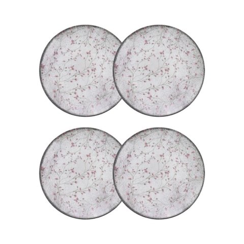 Conjunto 4 Pratos Sobremesa 19cm Porcelana Floralis Tramontina
