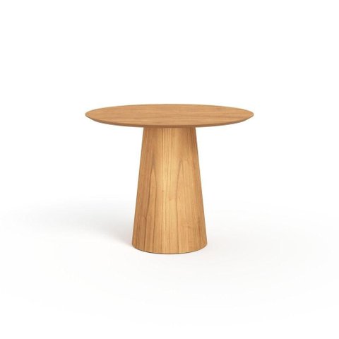 Mesa de Jantar Redonda 100cm Scandi 4 Lugares Lamina Natural de Madeira Mel