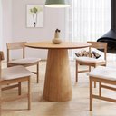 Ver imagem 4 de Mesa de Jantar Redonda 100cm Scandi 4 Lugares Lamina Natural de Madeira Mel