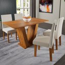 Ver imagem 1 de Mesa de Jantar 4 Lugares Felicity Venus Seda/Nude - Viero Móveis