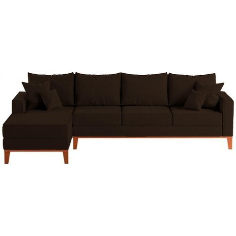 Sofá 4 Lugares Beny com Chaise Esquerdo Corino Marrom