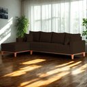 Ver imagem 2 de Sofá 4 Lugares Beny com Chaise Esquerdo Corino Marrom