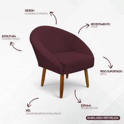 Poltrona Decorativa para Sala Recepção Manicure Consultório Stella Suede - 7