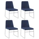 Ver imagem 1 de Kit 4 Cadeiras Decorativa Sala De Jantar Anne Linho Azul Marinho - Gran Belo