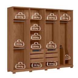 Guarda Roupa Casal Ele e Ela 8 Portas Jatobá/areia com Pés - Santos Andirá - 2