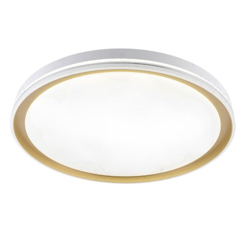 Plafon Moderno Branco e Dourado 28cm Led 18w 3 em 1 Bivolt 15708-pl