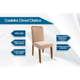Cadeira Sala de Jantar Clarice Wood Kit 2 Un Madeirado/suede Joli Capuccino - Cimol - 3
