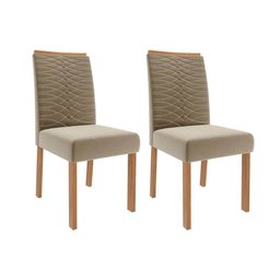 Cadeira Sala de Jantar Clarice Wood Kit 2 Un Madeirado/suede Joli Capuccino - Cimol - 1