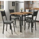 Ver imagem 1 de Conjunto Mesa de Jantar Tubular com 4 Cadeiras Malva Tampo Bp 91x68cm 151 Preto Fosco Assento Platin