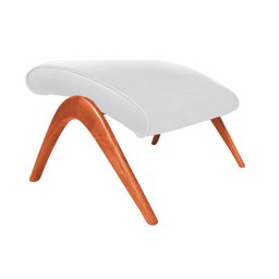 Poltrona Luxo Couro Sintético Branco Vk Anos 50 com Puff Cor Branco - 4