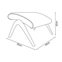 Poltrona Luxo Couro Sintético Branco Vk Anos 50 com Puff Cor Branco - 2