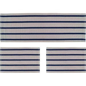 Kit Tapetes Algodão 3 Peças Azul Marinho Lavável na Maquina