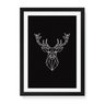 Quadro Decorativo Tela Canvas Cervo Geométrico Borda Branca - 32,5x23cm (Moldura caixa laca preta) - - 1
