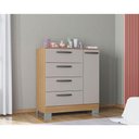Ver imagem 2 de Cômoda 868 4 Gavetas e 1 Porta com Guarda Roupa Solteiro Córdoba 2 Portas Damasco Off White -