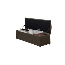Calçadeira Baú Imperatriz 100 cm Suede Marrom Claro - 3