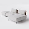 Sofá Dream Box Chaise com Puff 3,00m em Boucle Alaska Cinza e Corino Durango Terracota - Home Mobily - 1
