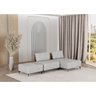Sofá Dream Box Chaise com Puff 3,00m em Boucle Alaska Cinza e Corino Durango Terracota - Home Mobily - 2