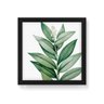 Quadro Decorativo em Tela Canvas Folhas Verdes - 30x30cm (Moldura caixa em laca preta) - Arte Maníac - 1