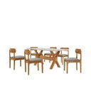 Ver imagem 2 de Conjunto de Mesa Jantar Bellini Tampo 180cm Laqueado Canto Moeda 6 Cadeiras Off White Quartzo/Imbuia Natural/Cinamomo Imbuia/Laquea Marrom
